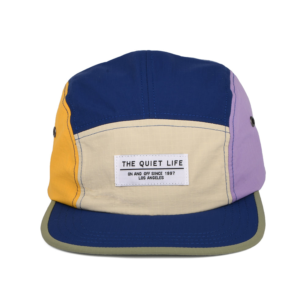 The Quiet Life Ripstop 5 Paneelen Cap aus Nylon - Marineblau-Cremefarben-Lila