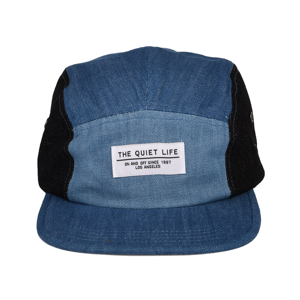 The Quiet Life Denim 5 Paneelen Cap Patchwork - Denim-Schwarz