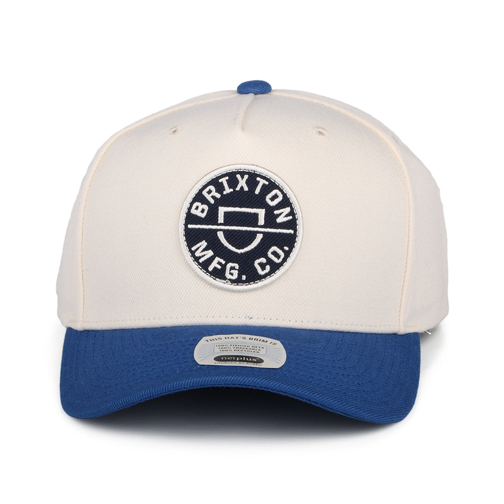 Brixton Crest C NetPlus MP Snapback Cap - Cremeweiß-Blau