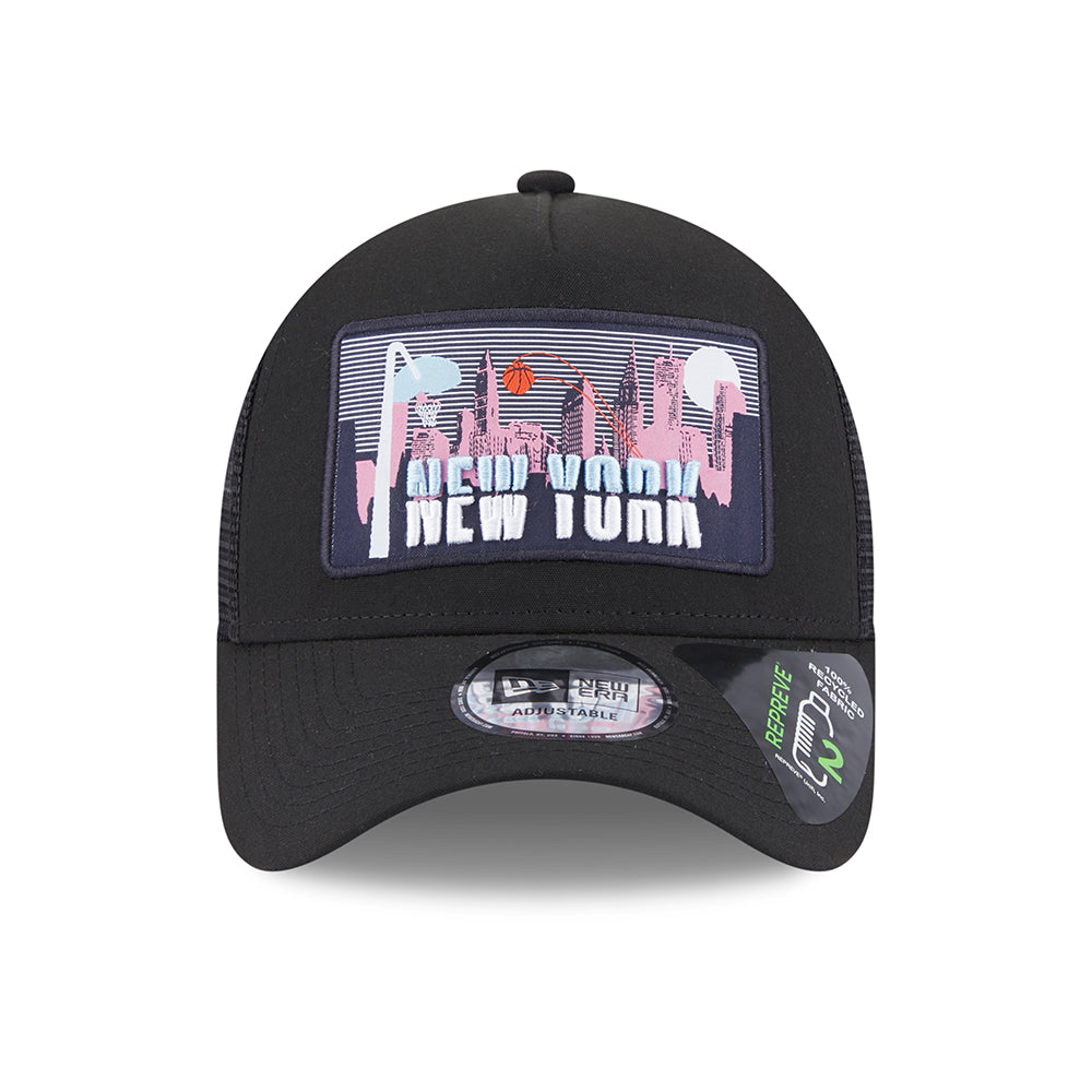 New Era A-Frame New York Trucker Cap - License Plate - Schwarz