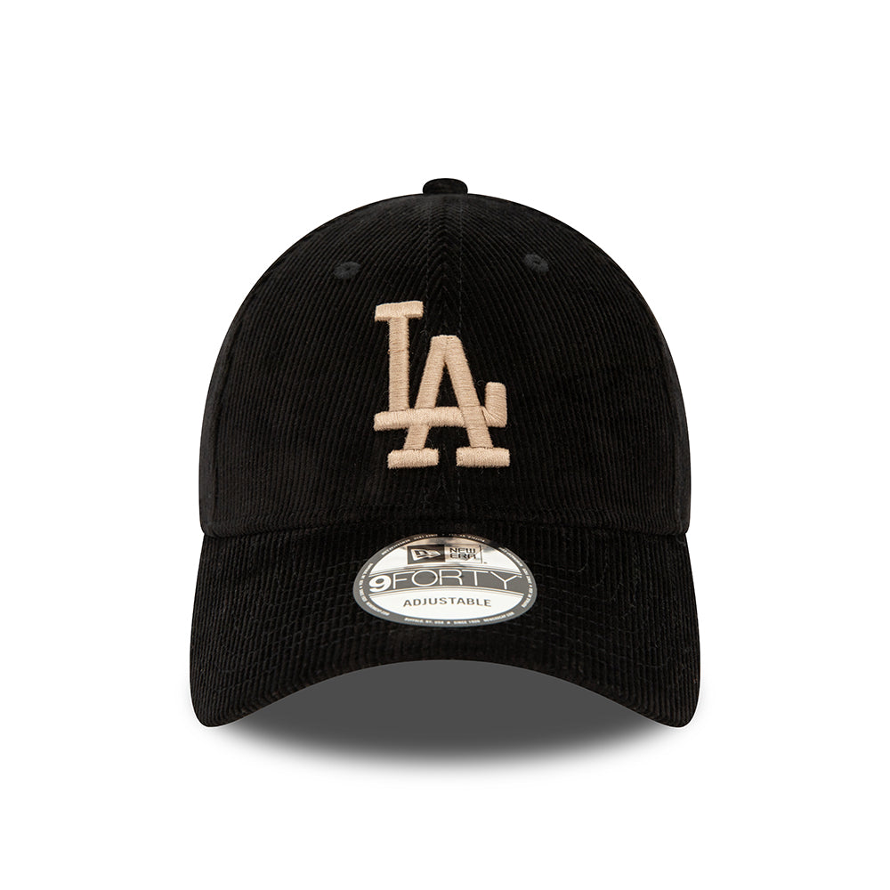 New Era 9FORTY L.A. Dodgers Baseball Cap - MLB Cord - Schwarz-Hellbraun