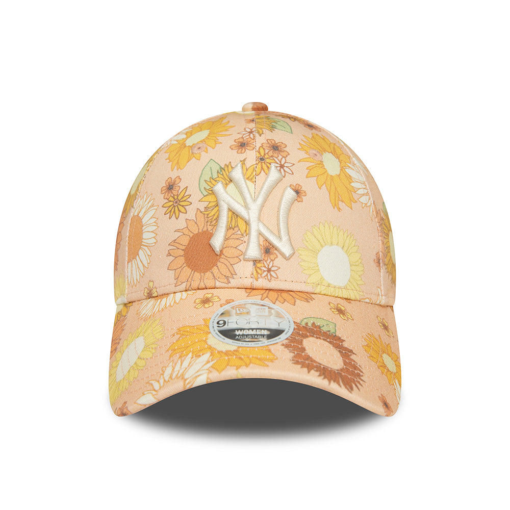 New Era Damen 9FORTY New York Yankees Baseball Cap - MLB Floral AOP - Pfirsich