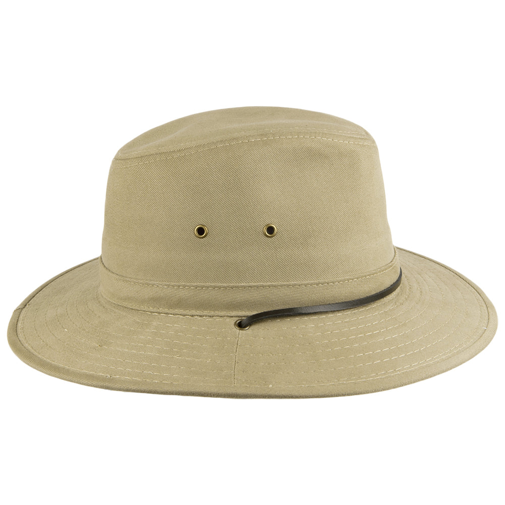 Dorfman-Pacific Aussie Cowboyhut aus Baumwolle mit Kinnband - Khaki