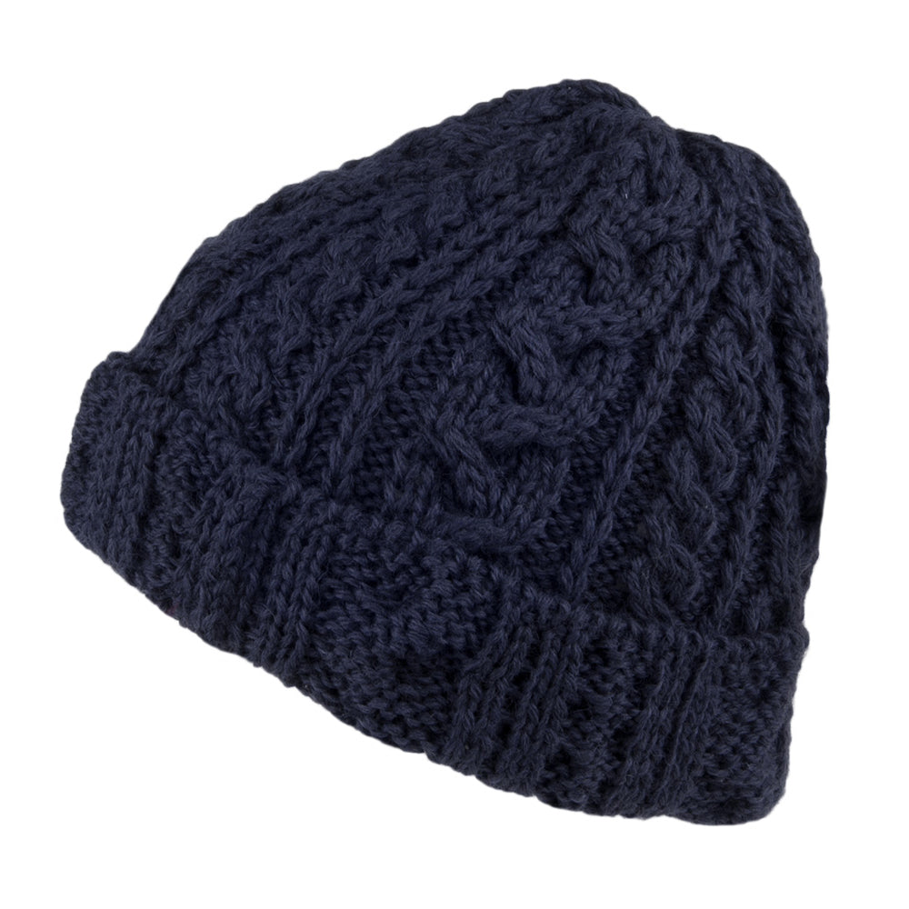 Highland 2000 Übergroße Beanie Mütze aus Englischer Wolle - Marineblau