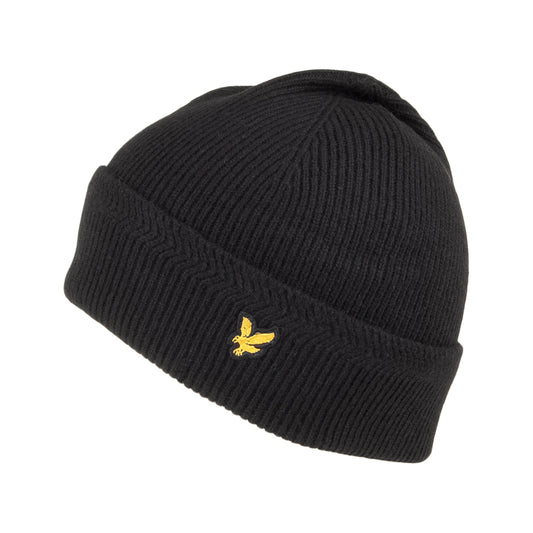 Lyle & Scott Racked Rippstrick Beanie Mütze - Schwarz