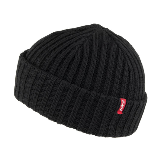 Levi's Fisherman Beanie Mütze Gerippt - Schwarz