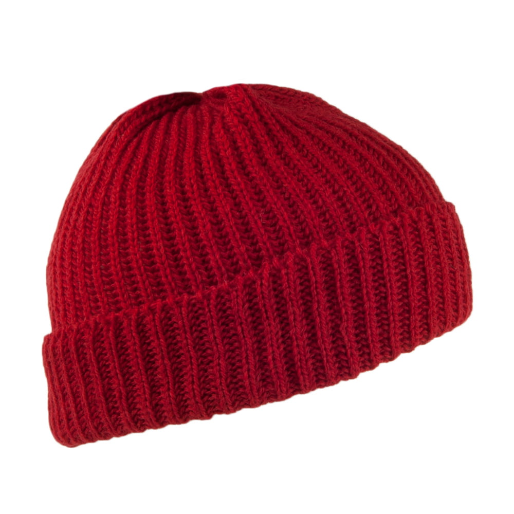 Highland 2000 Short Fisherman Beanie Mütze aus Merinowolle - Rot