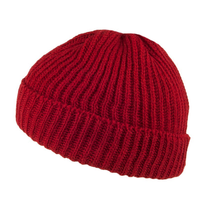 Highland 2000 Short Fisherman Beanie Mütze aus Merinowolle - Rot