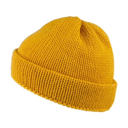 Highland 2000 Short Fishermans Beanie Mütze aus Englischer Wolle - Gelb