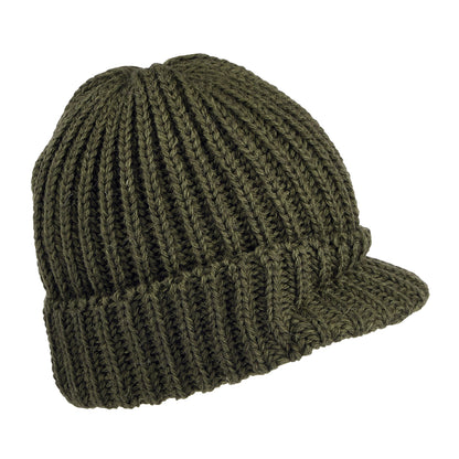 Highland 2000 Small Peak Beanie Mütze aus Englischer Wolle - Olivgrün