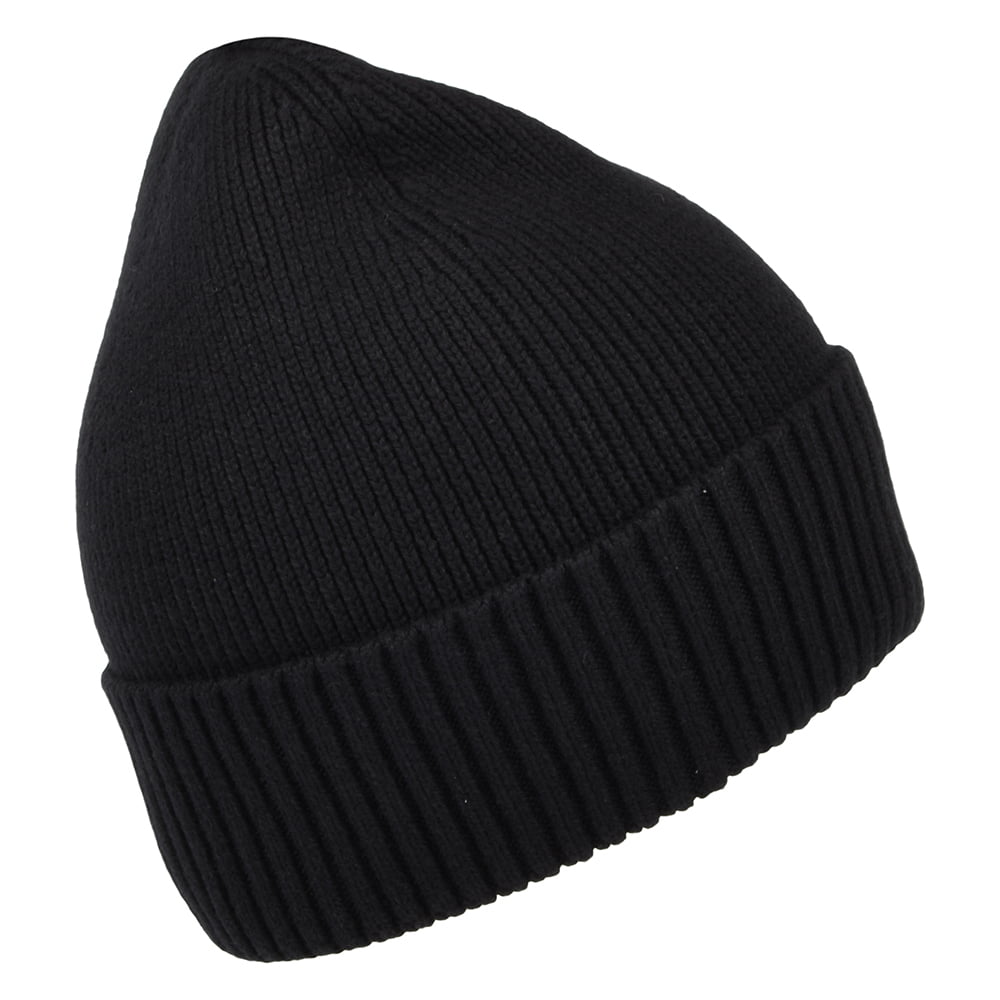 Tommy Hilfiger Pima Essential Flag Beanie Mütze aus Baumwoll-Kaschmir - Schwarz