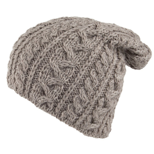 Highland 2000 Übergroße Beanie Mütze aus Englischer Wolle - Hellbeige