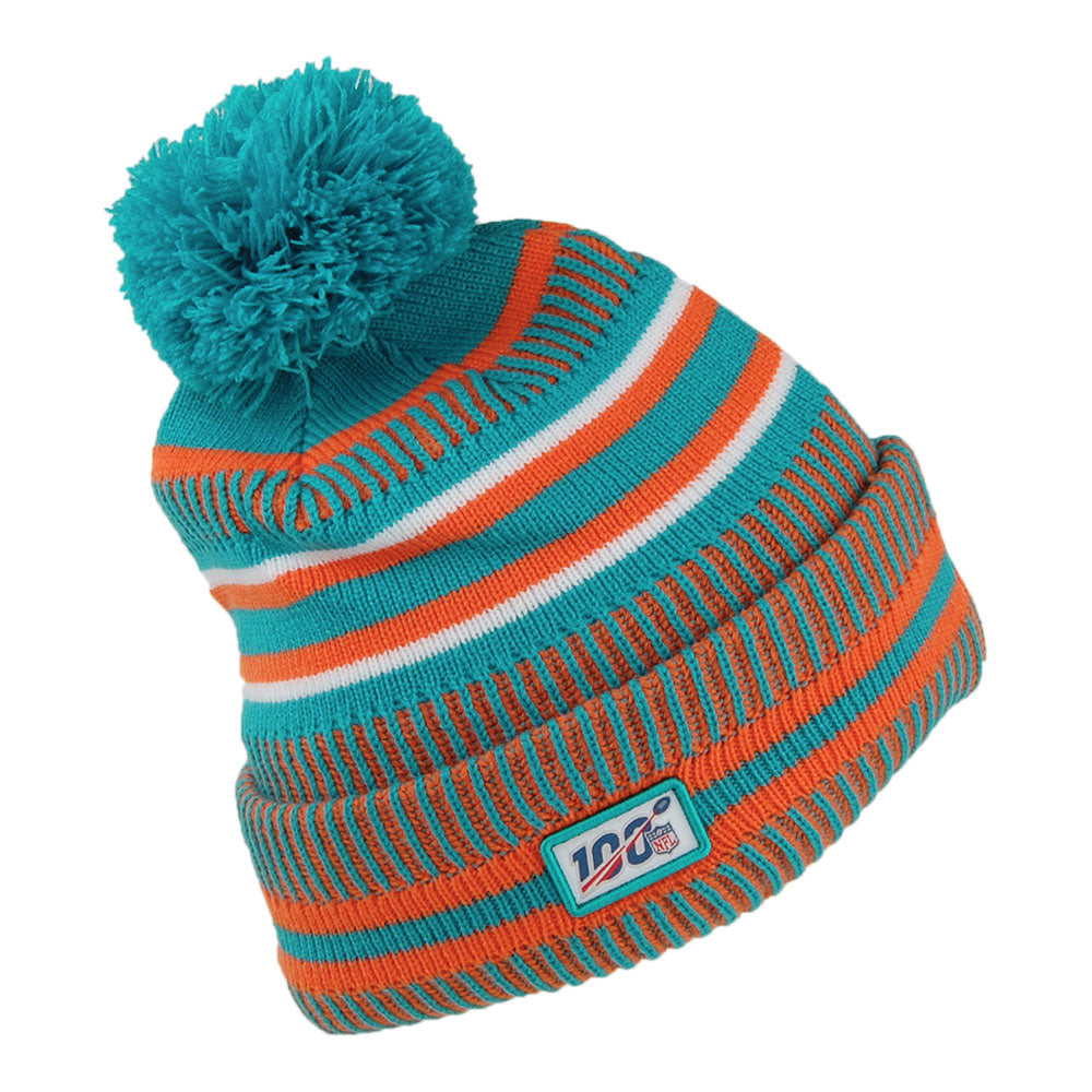 New Era Miami Dolphins Bommelmütze - NFL On Field Knit - Petrol-Orange