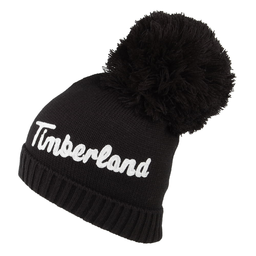 Timberland Logo Stickerei Bommelmütze - Schwarz