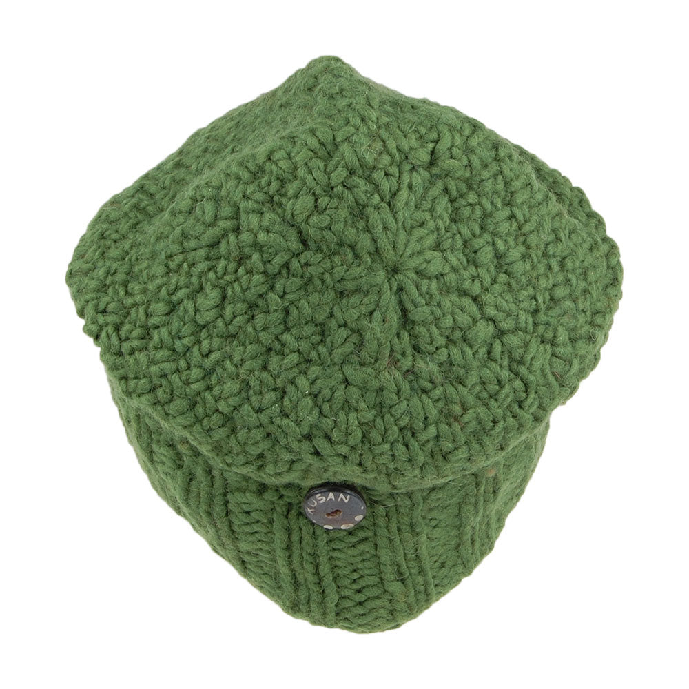 Kusan Button Down Beanie Mütze - Grün