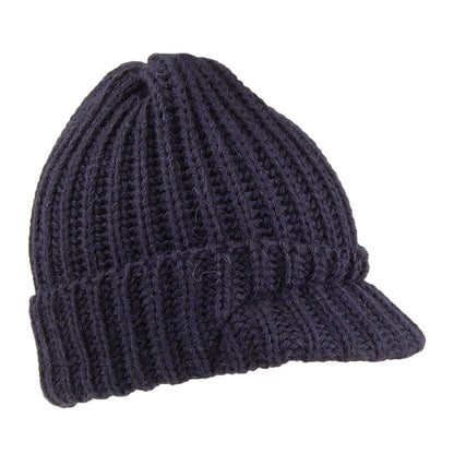 Highland 2000 Small Peak Beanie Mütze aus Englischer Wolle - Marineblau