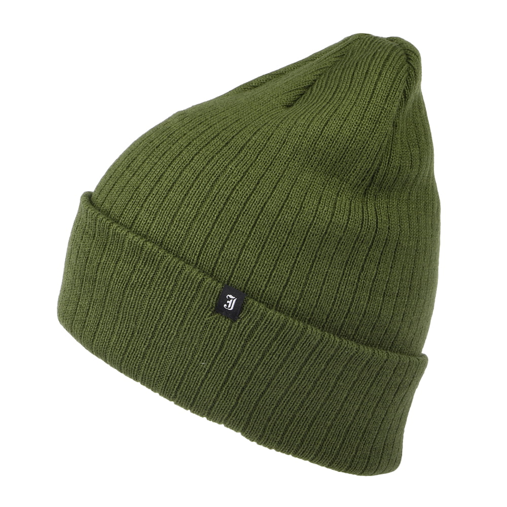 Jaxon & James Oversized Ribknit Beanie Mütze - Olivgrün