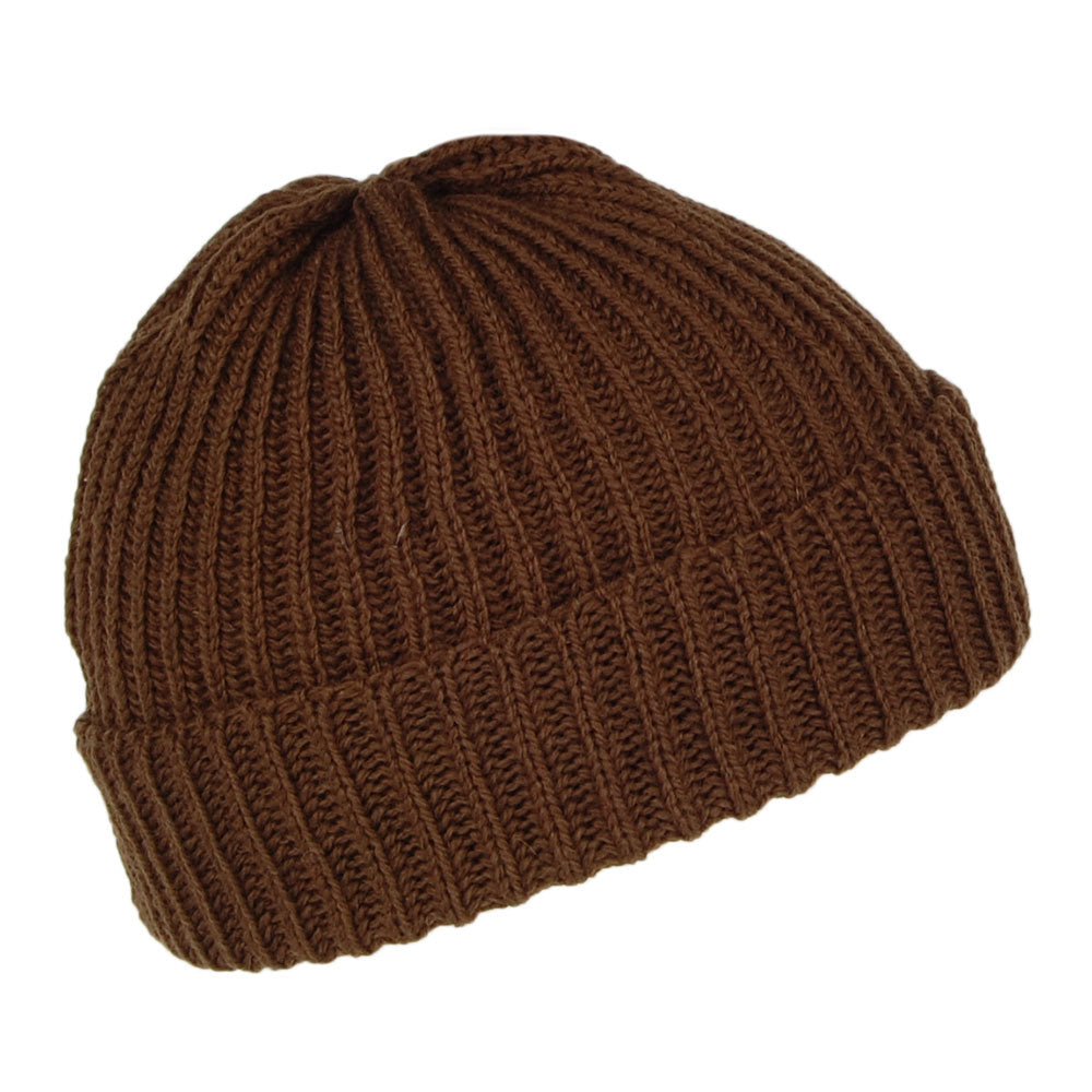 Highland 2000 Short Fisherman Beanie Mütze aus Merinowolle - Schokolade