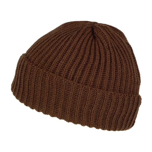 Highland 2000 Short Fisherman Beanie Mütze aus Merinowolle - Schokolade