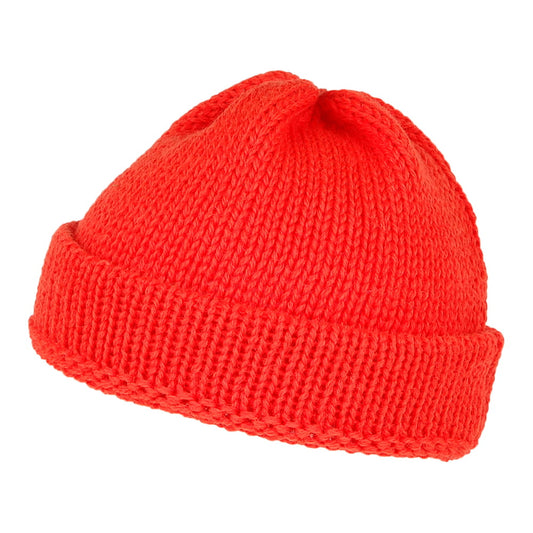 Highland 2000 Short Fishermans Beanie Mütze aus Englischer Wolle - Orange