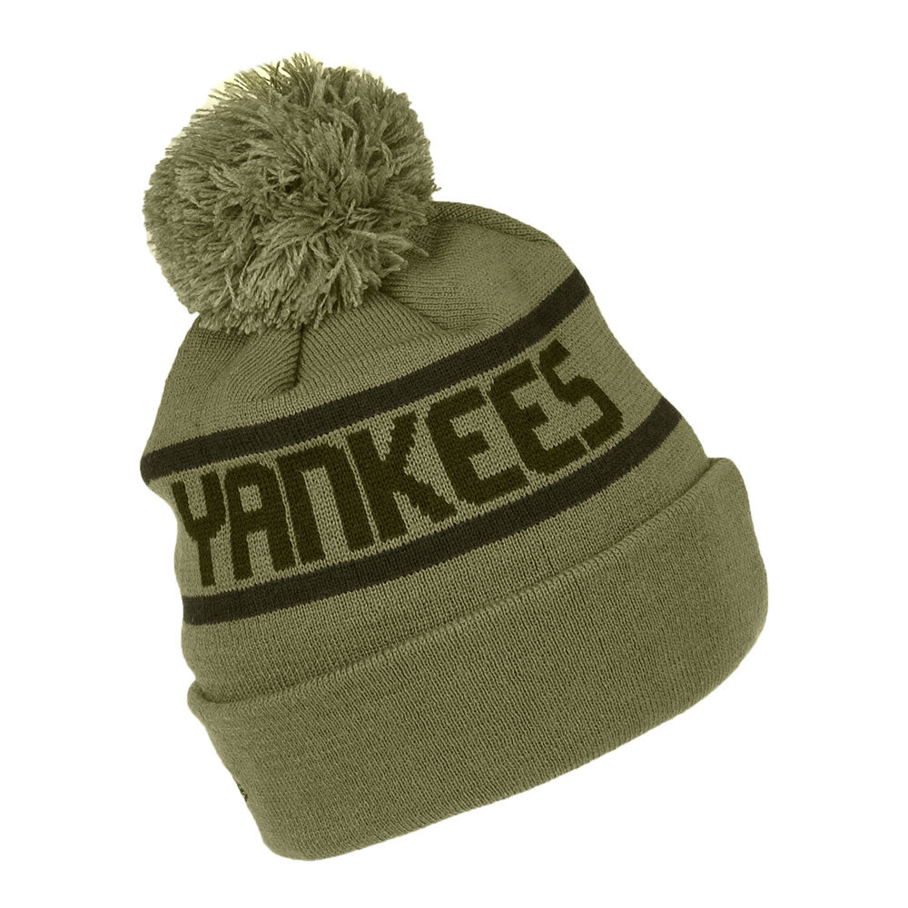 New Era mit Umschlag New York Yankees Bommelmütze MLB Team Jake - Olivgrün-Schwarz