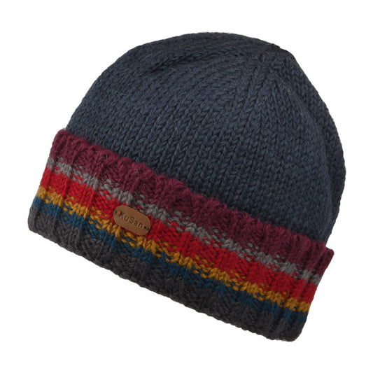 Kusan Turn Up Cuff Beanie Mütze Strick - Marineblau