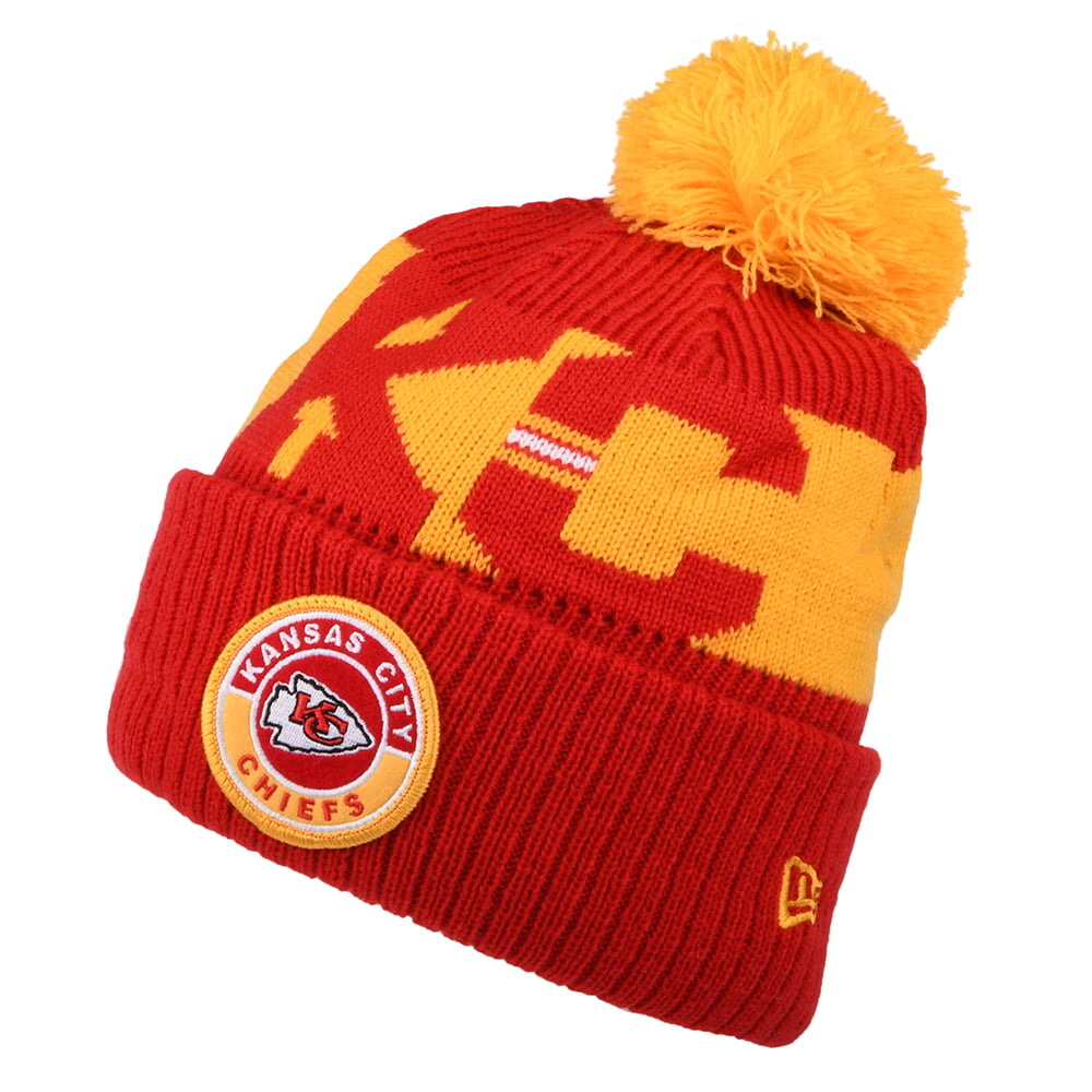 New Era Kansas City Chiefs Bommelmütze NFL On Field Sport Knit - Rot-Gold