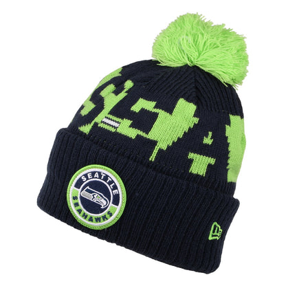 New Era Seattle Seahawks Bommelmütze NFL On Field Sport Knit - Marineblau-Grün