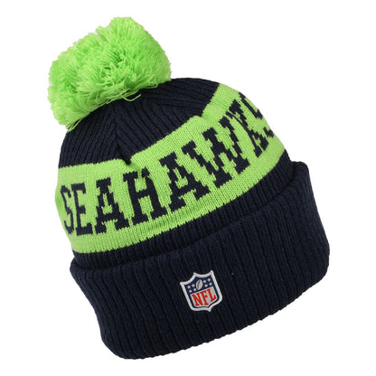 New Era Seattle Seahawks Bommelmütze NFL On Field Sport Knit - Marineblau-Grün