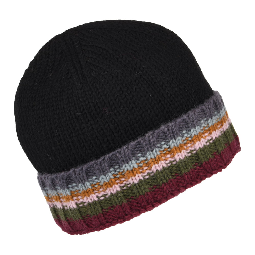 Kusan Turn Up Cuff Beanie Mütze Strick - Schwarz