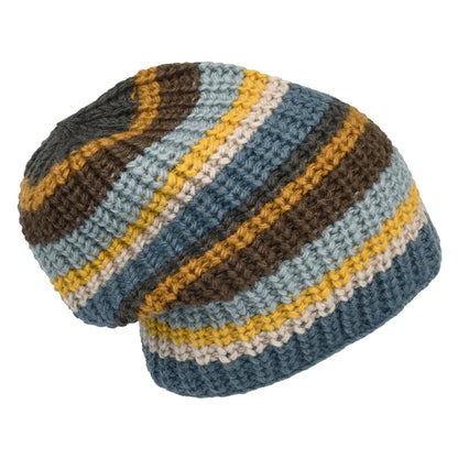 Kusan Cardi Beanie Mütze Floppy - Braun-Hellblau