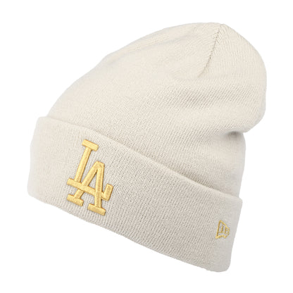 New Era mit Umschlag L.A. Dodgers Beanie Mütze MLB Metallic Logo - Steinfarben-Gold