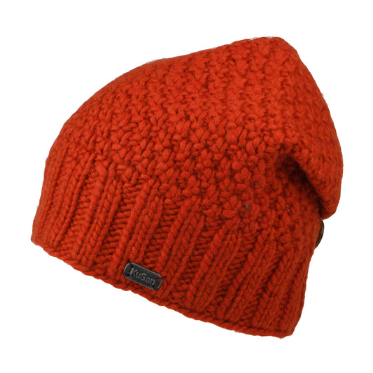 Kusan Button Down Beanie Mütze - Verbranntes Orange