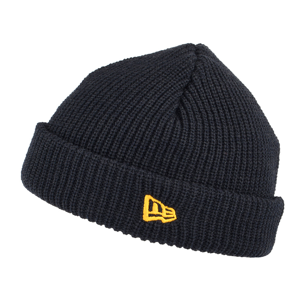 New Era Gerippte Kurzer Umschlag Beanie Mütze - Marineblau