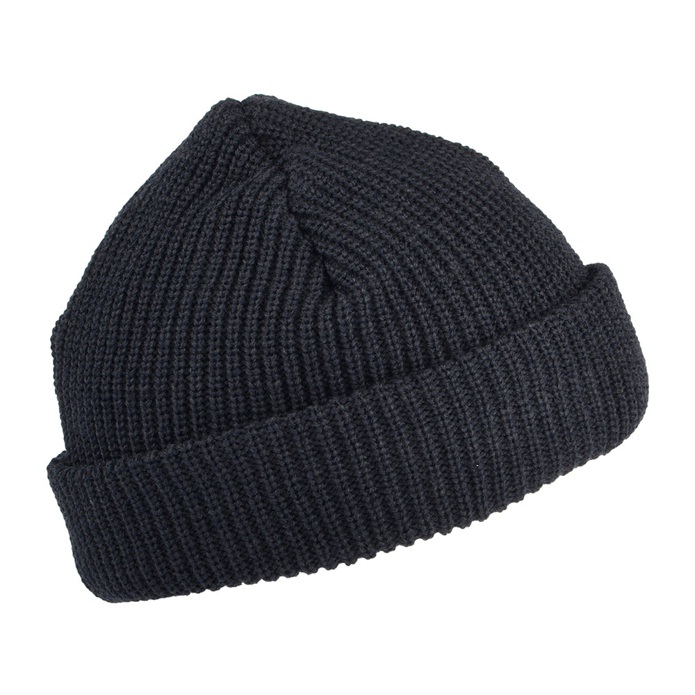 New Era Gerippte Kurzer Umschlag Beanie Mütze - Marineblau