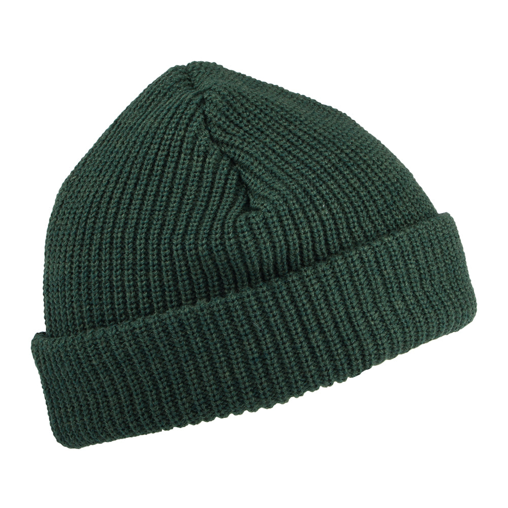 New Era Gerippte Kurzer Umschlag Beanie Mütze - Dunkelgrün