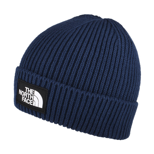 The North Face TNF Logo Box mit Umschlag Fishermann Beanie Mütze - Marineblau