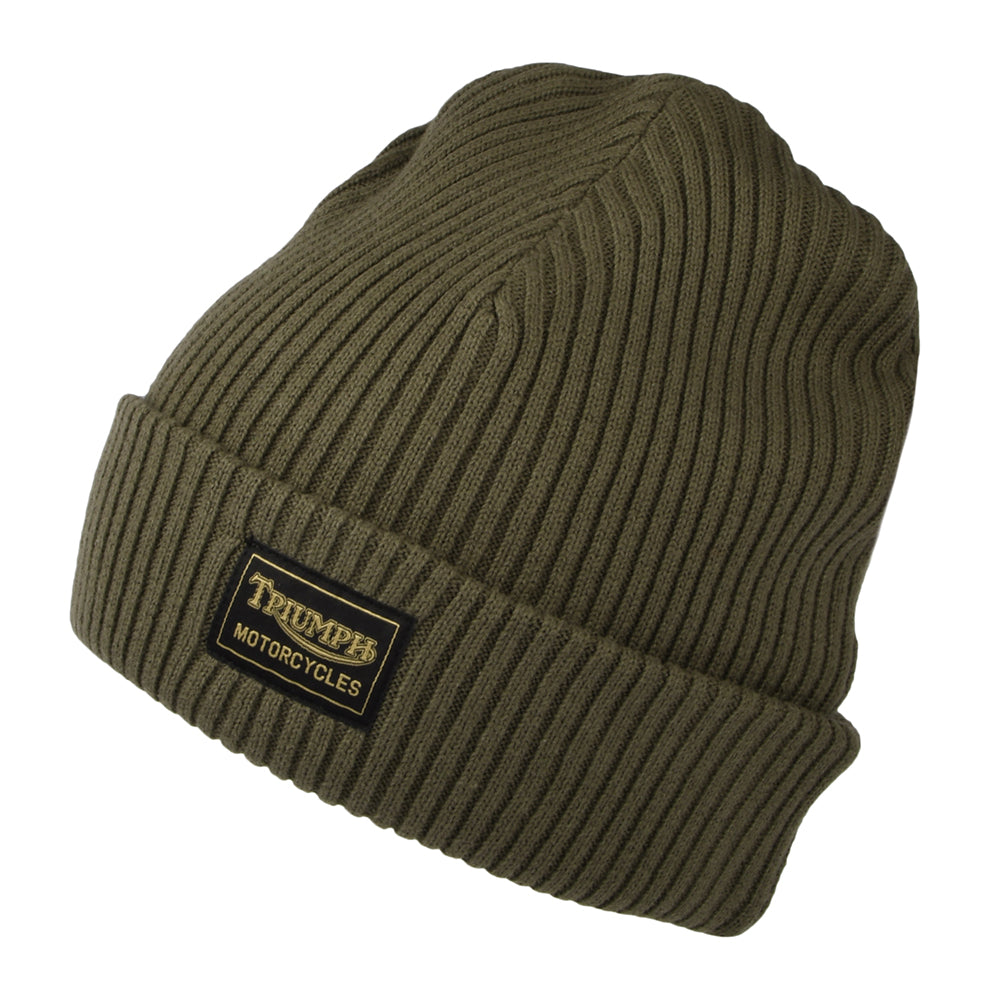 Triumph Motorcycles Larry Cuffed Beanie Mütze aus Baumwolle - Dunkles Khaki