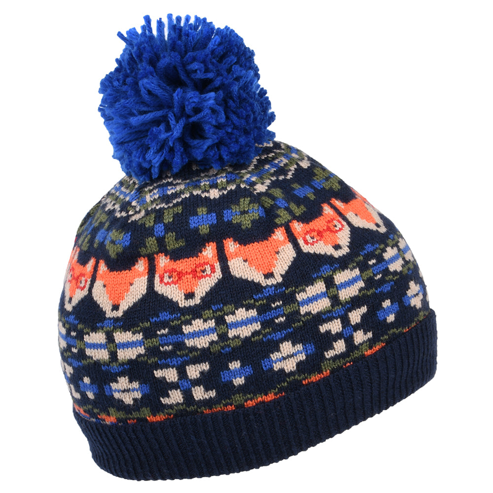 Joules Kinder Fuchs Bommelmütze Fairisle - Marineblau