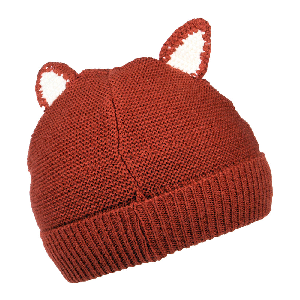 Joules Kinder Fox Face Beanie Mütze - Rot-Creme