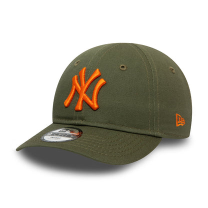 New Era Baby 9FORTY New York Yankees Baseball Cap - MLB League Essential - Olivgrün-Orange