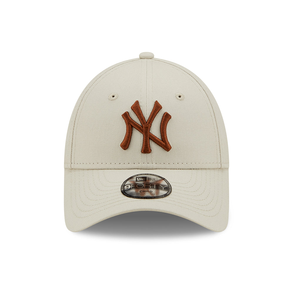 New Era Kinder 9FORTY New York Yankees Baseball Cap - MLB League Essential - Steingrau-Karamell