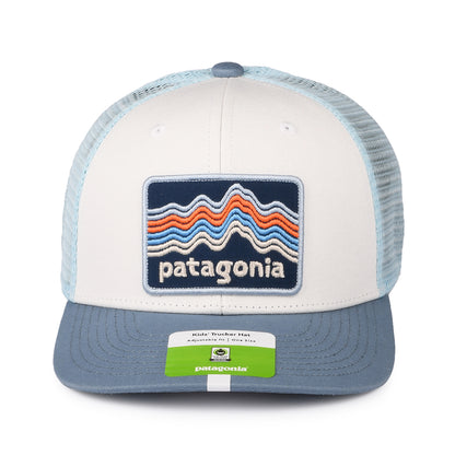 Patagonia Kinder Ridge Rise Stripe Trucker Cap aus organischer Baumwolle - Weiß-Rauchblau