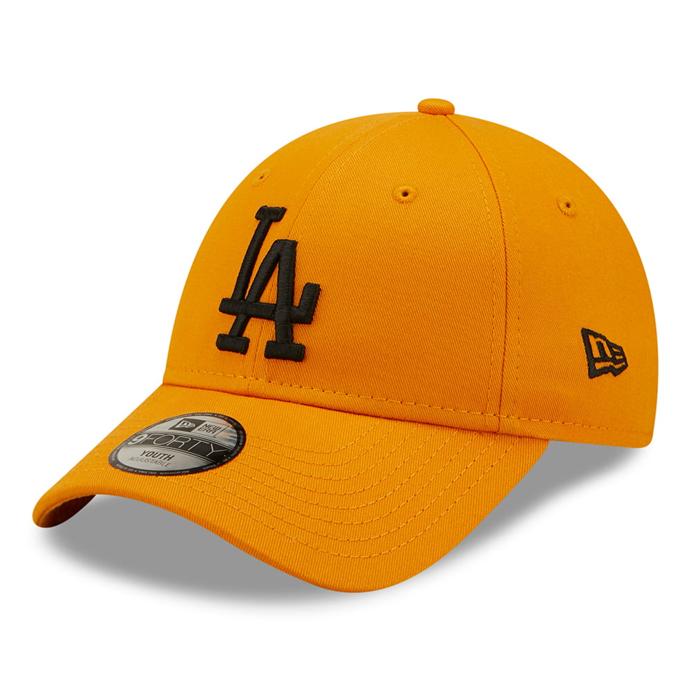 New Era Kinder 9FORTY L.A. Dodgers Baseball Cap - MLB League Essential II - Orange-Schwarz