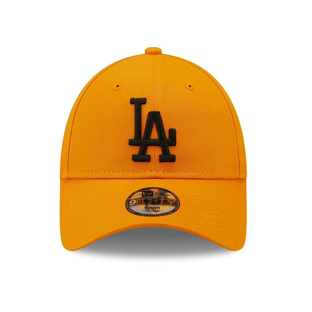 New Era Kinder 9FORTY L.A. Dodgers Baseball Cap - MLB League Essential II - Orange-Schwarz