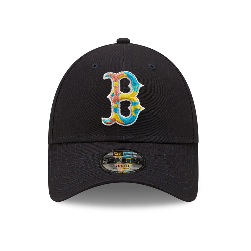 New Era Kinder 9FORTY Boston Red Sox Baseball Cap - MLB Camo Infill - Marineblau