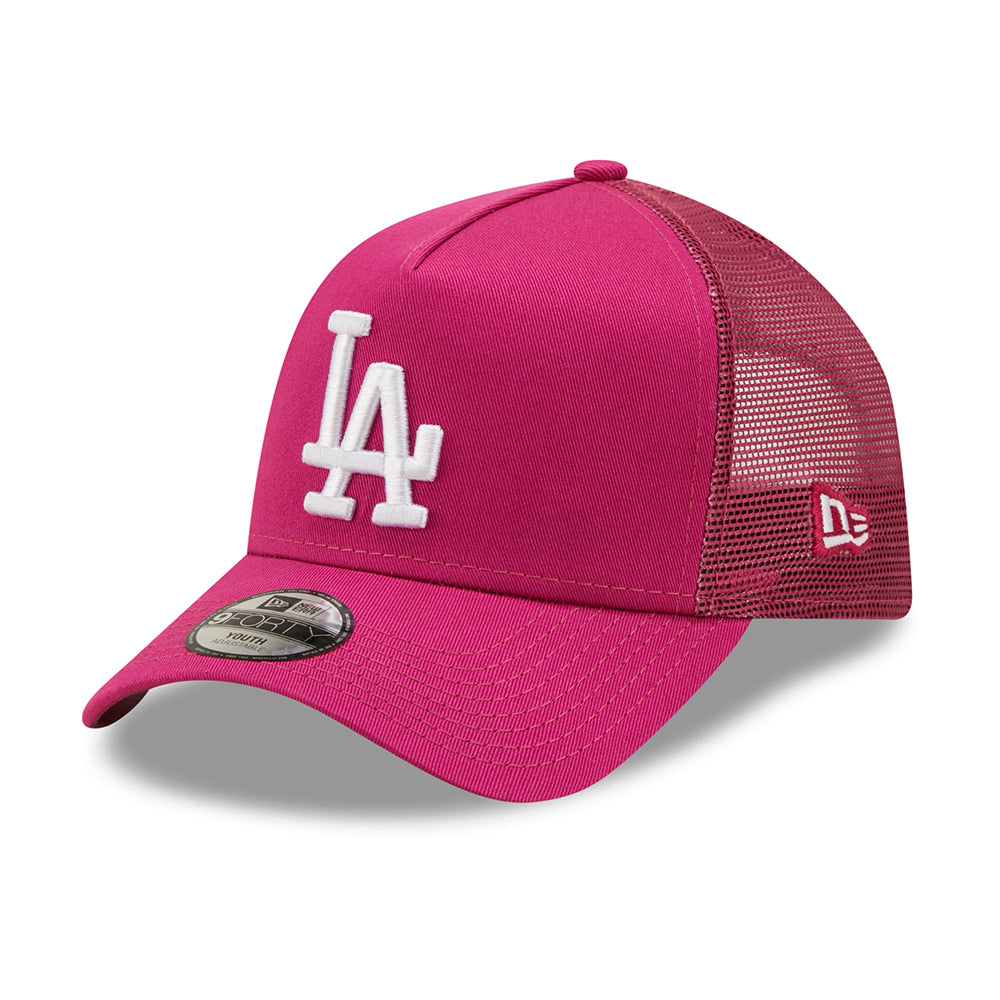 New Era Kinder 9FORTY A-Frame L.A. Dodgers Trucker Cap - MLB Tonal Mesh - Rosa