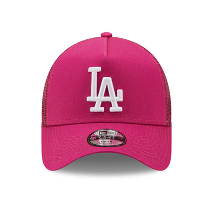 New Era Kinder 9FORTY A-Frame L.A. Dodgers Trucker Cap - MLB Tonal Mesh - Rosa