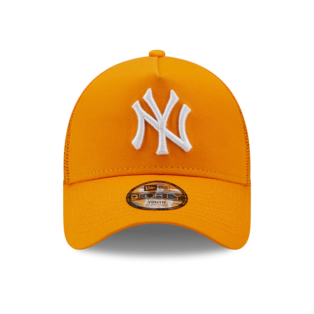 New Era Kinder 9FORTY A-Frame New York Yankees Trucker Cap - MLB Tonal Mesh - Orange