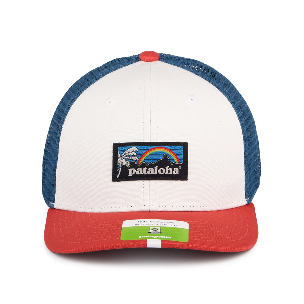 Patagonia Kinder Patalokahi Label Trucker Cap aus organischer Baumwolle - Weiß-Rot-Blau